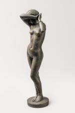 Alexandre FALGUIERE (1831-1900) Phryné Bronze anciennement argenté signé sur la...