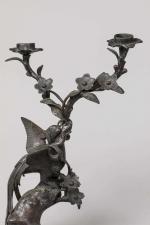 JAPON - Epoque MEIJI (1868 - 1912)Paire de chandeliers en...