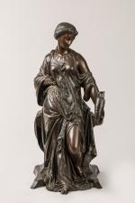 Auguste Joseph PEIFFER (1832-1886)
Jeune grecque tenant pinceau et amphore.
Bronze patiné...