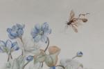 Elisa Emilie NAVARRE-LEMIRE (1807-1868)Jeté de fleurs blanches et bleues à...
