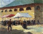 Alexandre GAILLARD-DESCHAMPS (1903, Saint-Saturnin - 1984)
"Le marché couvert à Quimper"
Huile...