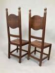 Jacques PHILIPPE (1896-1959)Réunion de deux chaises à haut dossier sculptés...
