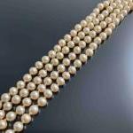Grand SAUTOIR de 225 perles naturelles irrégulières à reflet doré....