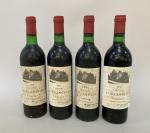 Château L'EVANGILE 1976 - POMEROL. 4 bouteilles. (Etiquettes légèrement tachées,...