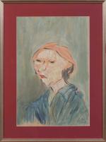 Eliane HUREAUX (Charleville-Mézières, 1905 - Quintin,1994)Autoportrait.Gouache signée en bas à...