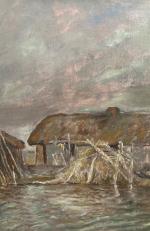 Charles MILCENDEAU (1872-1919)Bourrines dans le marais.Huile sur toile signée en...