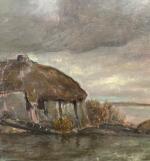 Charles MILCENDEAU (1872-1919)Bourrines dans le marais.Huile sur toile signée en...