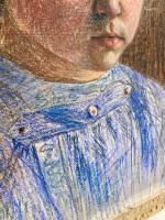 Ecole MODERNE vers 1900.Portrait de jeune fille au Sacré Coeur.Pastel...