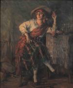 Léonie HUMBERT-VIGNOT (1878-1960)Gitane à la cigarette.Huile sur toile signée en...