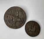 Deux MEDAILLES en bronze patiné : 
- Médaille du sceau...