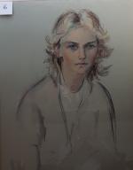 Marion DE CHAMP (1914-?)
Jeune femme.
Pastel. 
Hauteur : 65 cm. Largeur...