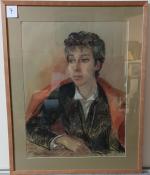 Marion DE CHAMP (1914-?)
Portrait de dame à la cape.
Pastel. 
Hauteur...