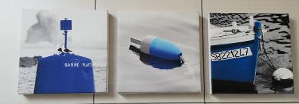 PECHEUR D'IMAGES
Trio bleu : tourelle, bouée, barque. 
Triptyque photographique sur...