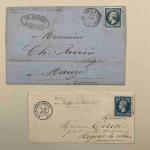Deux timbres Français XIXème 20 centimes sur enveloppes : un...
