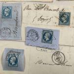 Ensemble de correspondances timbrées époque Empire (timbres non dentelés), en...