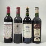 4 bouteilles BORDEAUX DIVERS1 LACOSTE BORIE - Pauillac 1990, 1...