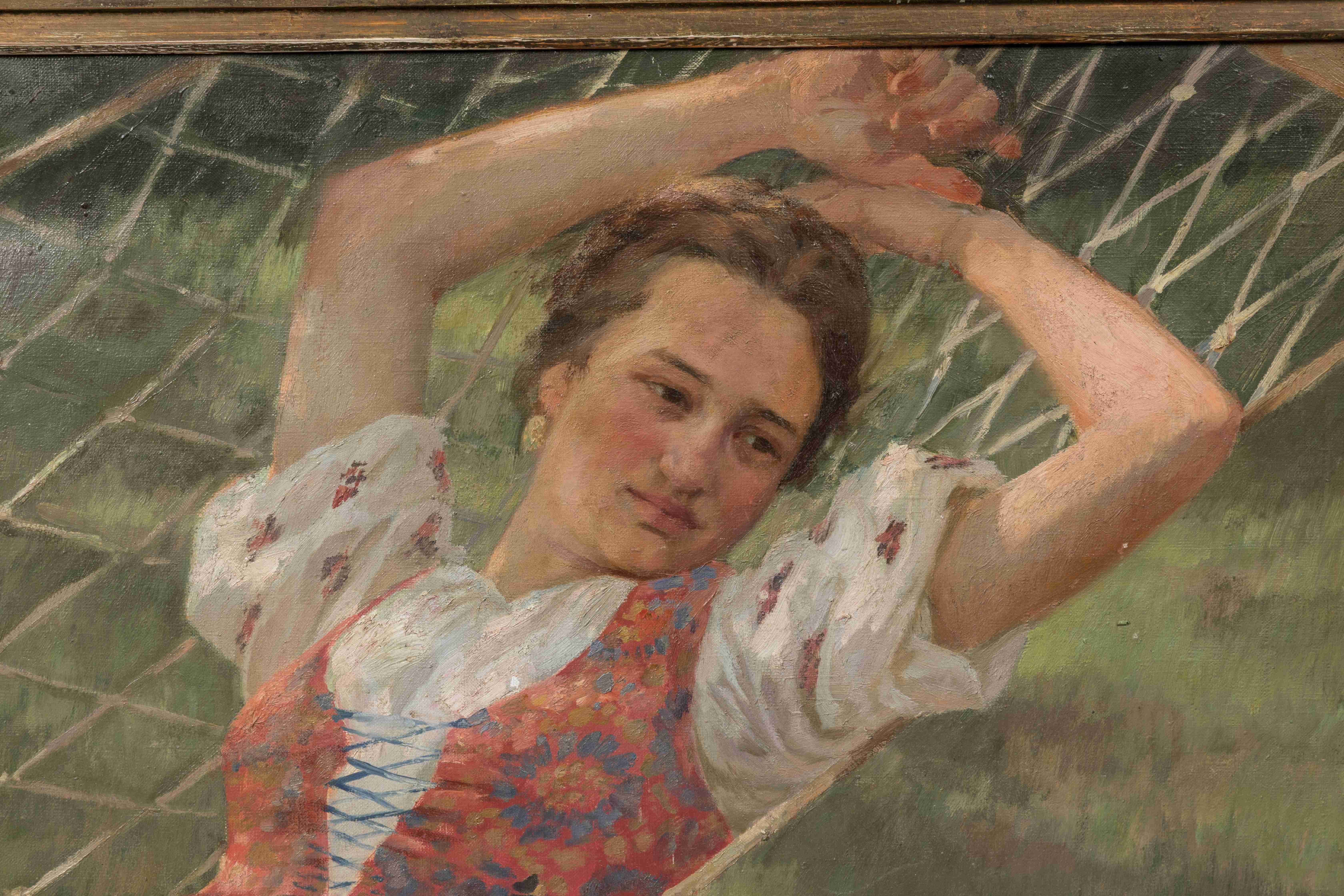 Alexander LYUBIMOV (Paltsevo, 1879 - Saint-Pétersbourg, 1955)
Jeune femme au hamac.
Huile...
