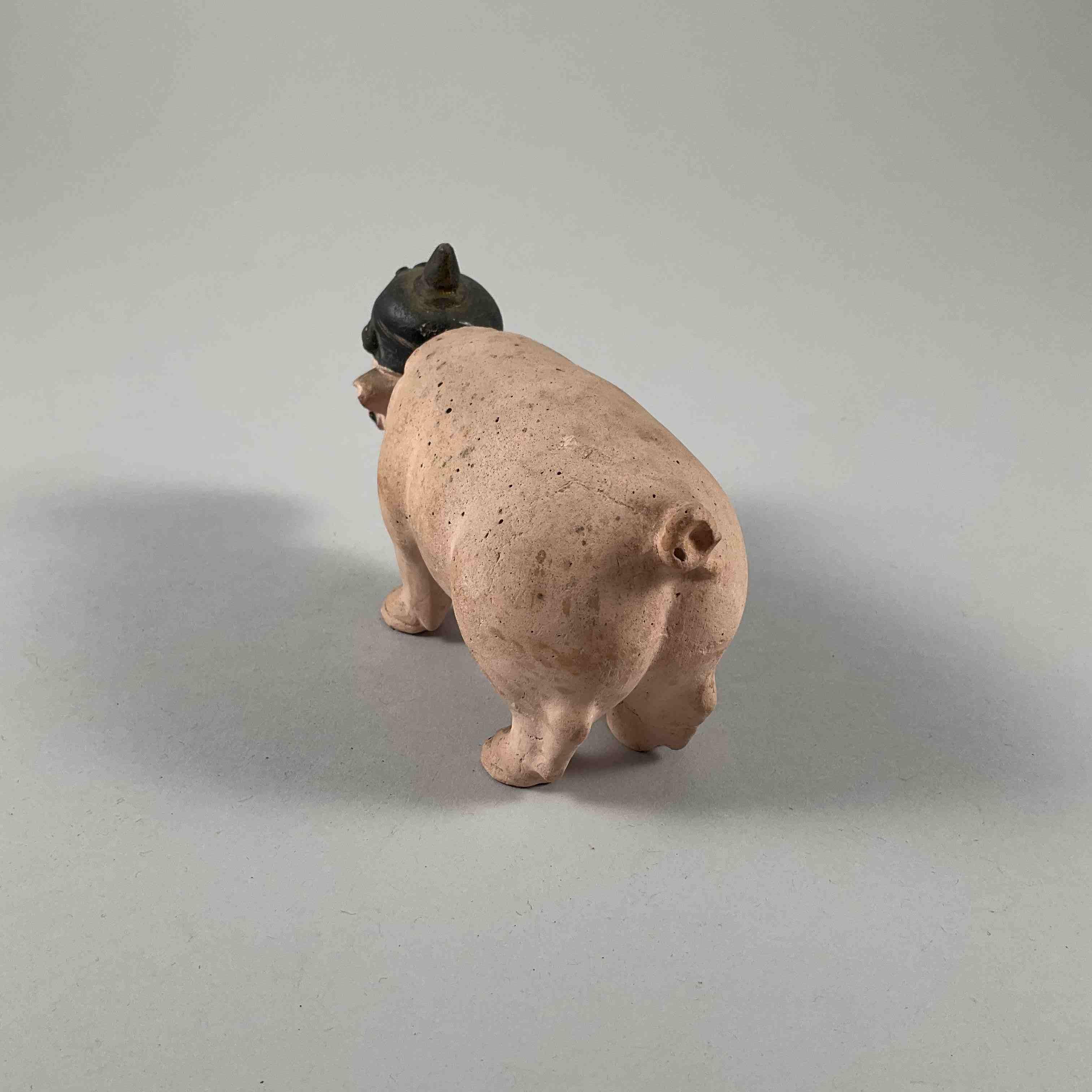 FRANCE. 1ère G.M.. SUJET en plâtre polychrome figurant un cochon...
