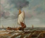 Bartol Wilhelm VAN LAAR (1818-1901)Voilier par mer agitée. Huile sur...