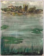 Jean MORDANT (1920, Saint-Brieuc - 1979, Saint-Brieuc)
Paysage lacustre.
Aquarelle signée en...