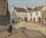 Oscar CHAUVAUX (Bruxelles, 1874 - Montgeron, 1965).
"Place de Pont-Croix maisons...