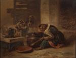 Zaccharie NOTERMAN (Gand, 1824 - Paris, 1890).
Singe donnant la soupe...