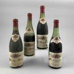 4 bouteilles diverses : 1 MOULIN à VENT 1949, BEAUJOLAIS...