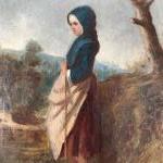 F. COLOMB (milieu du XIXe siècle)
Jeune Bretonne en capot bleu....